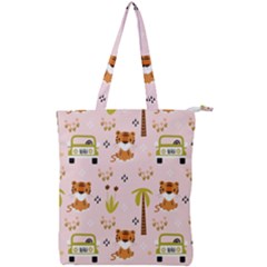 Cute-tiger-car-safari-seamless-pattern Double Zip Up Tote Bag by uniart180623