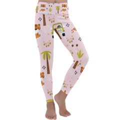 Cute-tiger-car-safari-seamless-pattern Kids  Lightweight Velour Classic Yoga Leggings by uniart180623