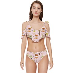 Cute-tiger-car-safari-seamless-pattern Ruffle Edge Tie Up Bikini Set	 by uniart180623