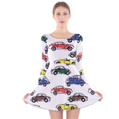 Cars-pattern Long Sleeve Velvet Skater Dress by uniart180623