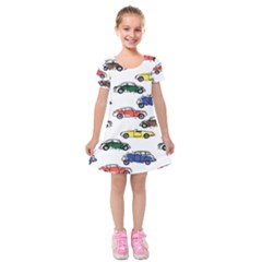 Cars-pattern Kids  Short Sleeve Velvet Dress by uniart180623