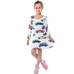 Cars-pattern Kids  Long Sleeve Velvet Dress by uniart180623