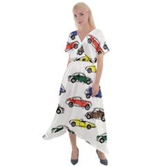 Cars-pattern Cross Front Sharkbite Hem Maxi Dress by uniart180623