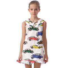 Cars-pattern Kids  Pilgrim Collar Ruffle Hem Dress by uniart180623