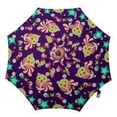 Owl-pattern-background Hook Handle Umbrellas (small) by uniart180623