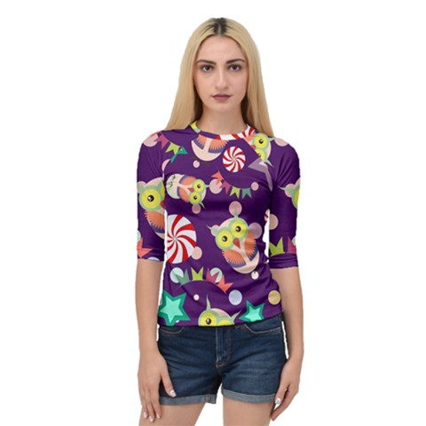 Owl-pattern-background Quarter Sleeve Raglan Tee by uniart180623