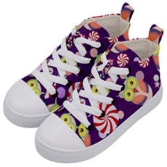 Owl-pattern-background Kids  Mid-top Canvas Sneakers by uniart180623