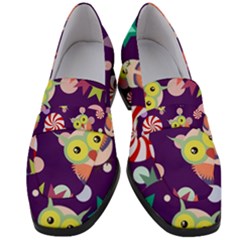 Owl-pattern-background Women s Chunky Heel Loafers by uniart180623