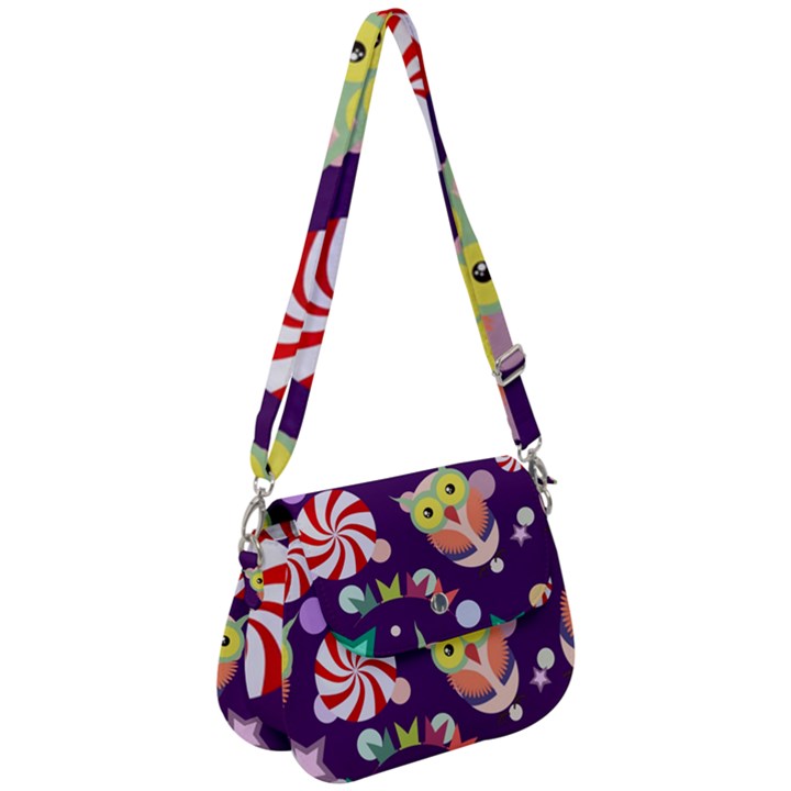 Owl-pattern-background Saddle Handbag