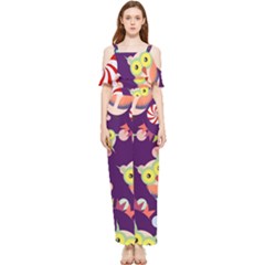 Owl-pattern-background Draped Sleeveless Chiffon Jumpsuit by uniart180623