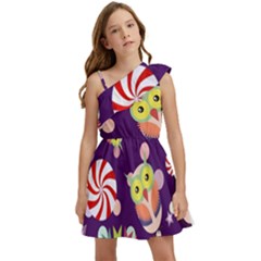 Owl-pattern-background Kids  One Shoulder Party Dress by uniart180623