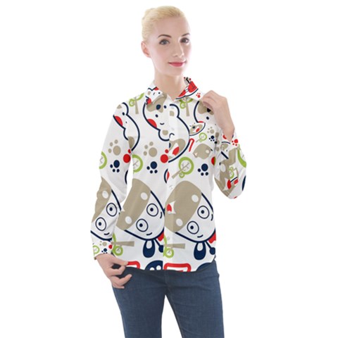 Animals-pattern Women s Long Sleeve Pocket Shirt by uniart180623