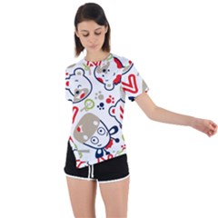 Animals-pattern Asymmetrical Short Sleeve Sports Tee by uniart180623