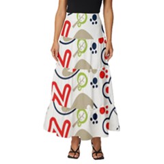 Animals-pattern Tiered Ruffle Maxi Skirt by uniart180623