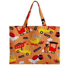 Seamless-pattern-cartoon-with-transportation-vehicles Zipper Mini Tote Bag by uniart180623