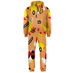 Seamless-pattern-cartoon-with-transportation-vehicles Hooded Jumpsuit (men) by uniart180623