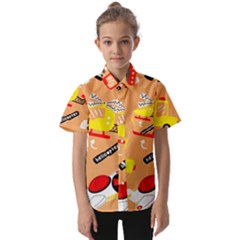 Seamless-pattern-cartoon-with-transportation-vehicles Kids  Short Sleeve Shirt by uniart180623