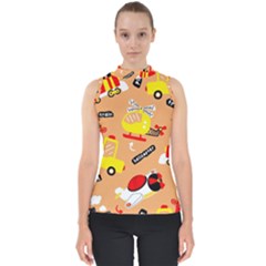 Seamless-pattern-cartoon-with-transportation-vehicles Mock Neck Shell Top by uniart180623