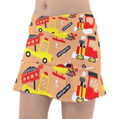 Seamless-pattern-cartoon-with-transportation-vehicles Classic Tennis Skirt by uniart180623