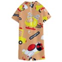 Seamless-pattern-cartoon-with-transportation-vehicles Kids  Boyleg Half Suit Swimwear View2