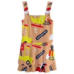 Seamless-pattern-cartoon-with-transportation-vehicles Kids  Layered Skirt Swimsuit by uniart180623