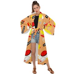 Seamless-pattern-cartoon-with-transportation-vehicles Maxi Kimono by uniart180623