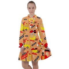 Seamless-pattern-cartoon-with-transportation-vehicles All Frills Chiffon Dress by uniart180623