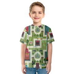 City-seamless-pattern Kids  Sport Mesh Tee