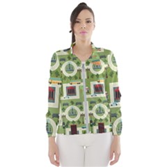 City-seamless-pattern Women s Windbreaker