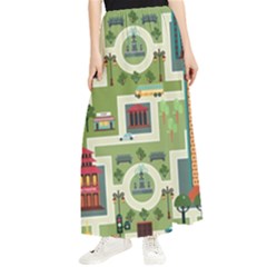 City-seamless-pattern Maxi Chiffon Skirt by uniart180623