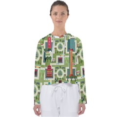 City-seamless-pattern Women s Slouchy Sweat by uniart180623