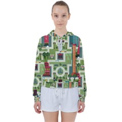 City-seamless-pattern Women s Tie Up Sweat by uniart180623