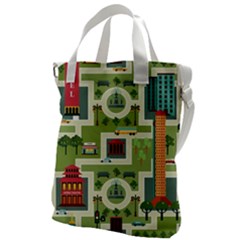 City-seamless-pattern Canvas Messenger Bag by uniart180623