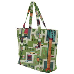 City-seamless-pattern Zip Up Canvas Bag by uniart180623