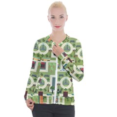 City-seamless-pattern Casual Zip Up Jacket by uniart180623