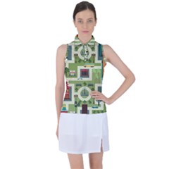 City-seamless-pattern Women s Sleeveless Polo Tee by uniart180623