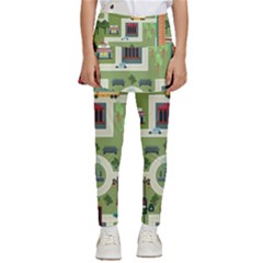 City-seamless-pattern Kids  Skirted Pants by uniart180623