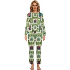 City-seamless-pattern Womens  Long Sleeve Lightweight Pajamas Set by uniart180623