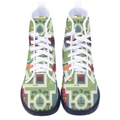 City-seamless-pattern Men s High-top Canvas Sneakers by uniart180623