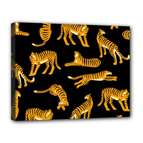 Seamless-exotic-pattern-with-tigers Canvas 14  X 11  (stretched) by uniart180623