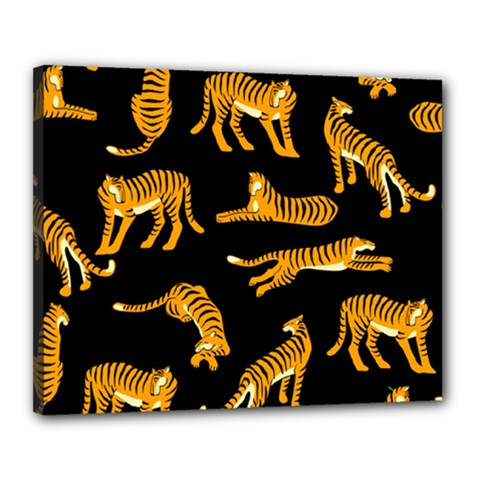 Seamless-exotic-pattern-with-tigers Canvas 20  X 16  (stretched) by uniart180623