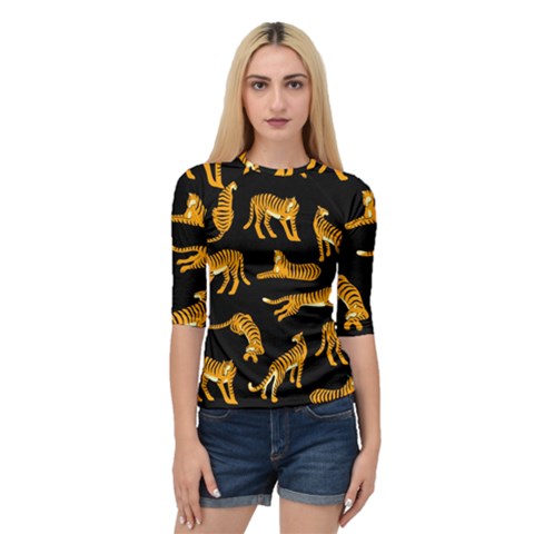 Seamless-exotic-pattern-with-tigers Quarter Sleeve Raglan Tee by uniart180623