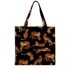 Seamless-exotic-pattern-with-tigers Zipper Grocery Tote Bag by uniart180623