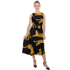 Seamless-exotic-pattern-with-tigers Midi Tie-back Chiffon Dress by uniart180623