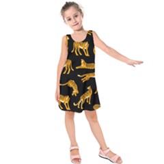 Seamless-exotic-pattern-with-tigers Kids  Sleeveless Dress by uniart180623