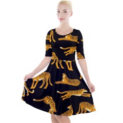 Seamless-exotic-pattern-with-tigers Quarter Sleeve A-line Dress by uniart180623