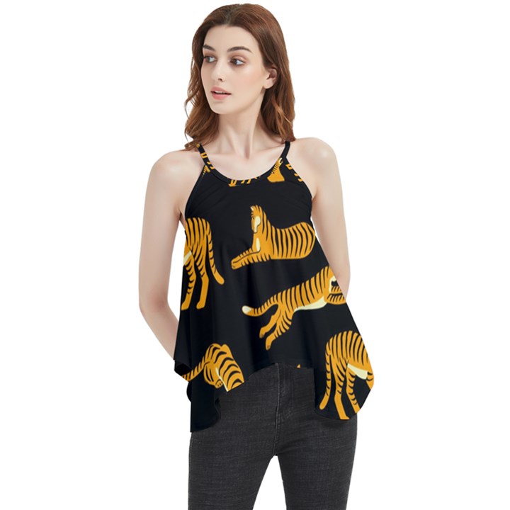 Seamless-exotic-pattern-with-tigers Flowy Camisole Tank Top