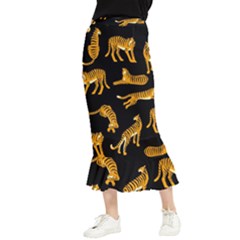 Seamless-exotic-pattern-with-tigers Maxi Fishtail Chiffon Skirt by uniart180623