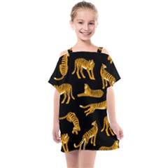 Seamless-exotic-pattern-with-tigers Kids  One Piece Chiffon Dress by uniart180623