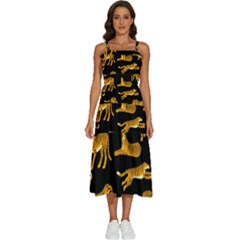 Seamless-exotic-pattern-with-tigers Sleeveless Shoulder Straps Boho Dress by uniart180623